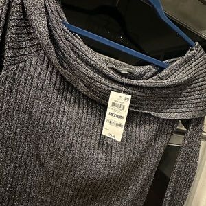 I.N.C sweater off the shoulder black and silver medium